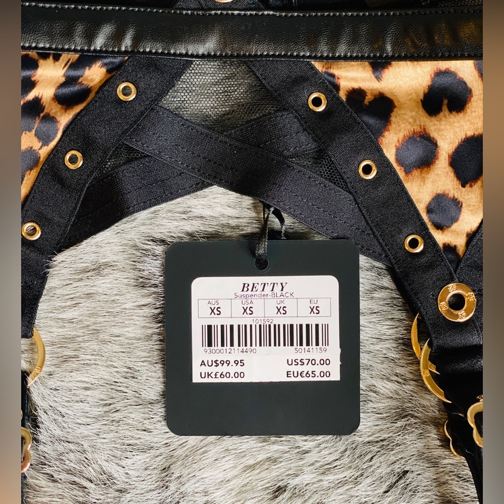 ***SOLD***!π€π Honey Birdette Betty Suspender ππ€ Leopard Print Size XS BNWT - Picture 7 of 12